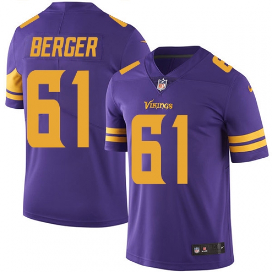 Youth Nike Minnesota Vikings #61 Joe Berger Limited Purple Rush Vapor Untouchable NFL Jersey - Ujersey