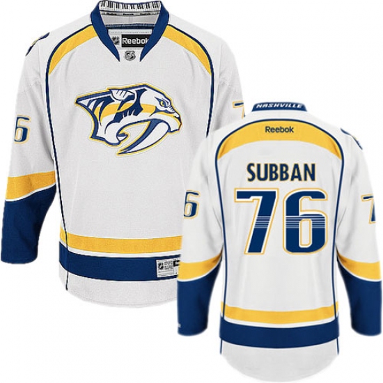 Women's Reebok Nashville Predators #76 P.K Subban Authentic White Away NHL Jersey - Ujersey