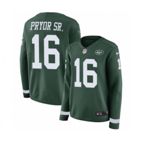 Women's Nike New York Jets #16 Terrelle Pryor Sr. Limited Green Therma Long Sleeve NFL Jersey - Ujersey