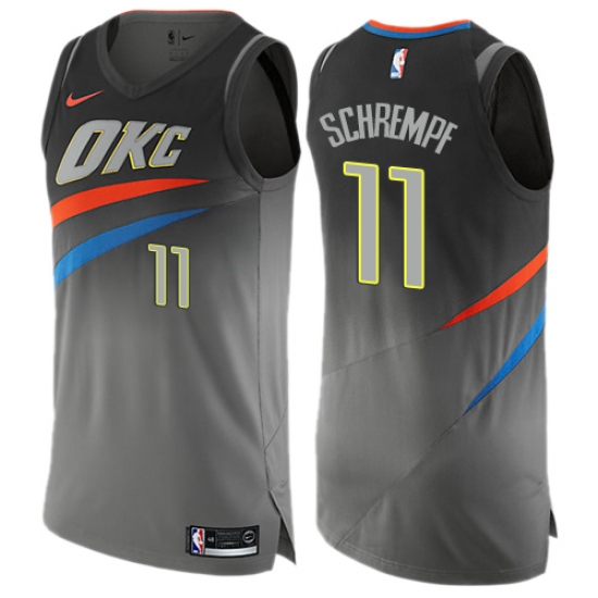Men's Nike Oklahoma City Thunder #11 Detlef Schrempf Authentic Gray NBA Jersey - City Edition - Ujersey