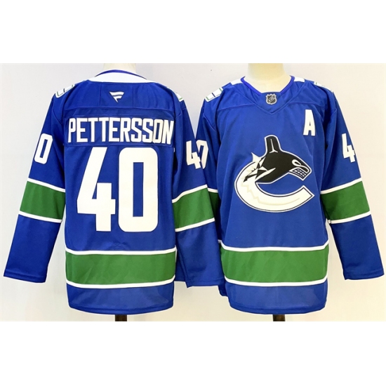 Men's Vancouver Canucks #40 Elias Pettersson Royal 2024-25 With A Home Stitched Hockey Jersey - Ujersey