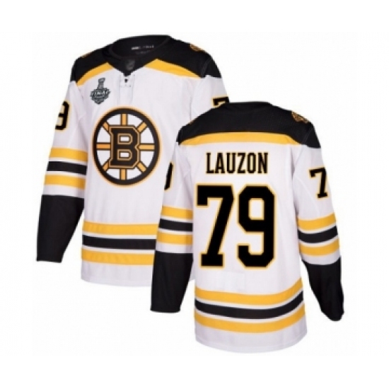 Men's Boston Bruins #79 Jeremy Lauzon Authentic White Away 2019 Stanley Cup Final Bound Hockey Jersey - Ujersey