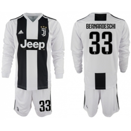 Juventus #33 Bernardeschi Home Long Sleeves Soccer Club Jersey