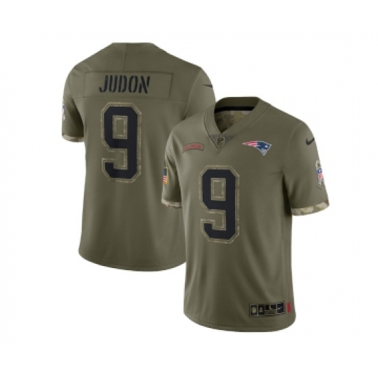 Men's New England Patriots #9 Matt Judon 2022 Olive Salute To Service Limited Stitched Jersey