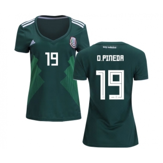Women's Mexico #19 O.Pineda Home Soccer Country Jersey