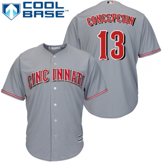 Youth Majestic Cincinnati Reds #13 Dave Concepcion Authentic Grey Road Cool Base MLB Jersey - Ujersey