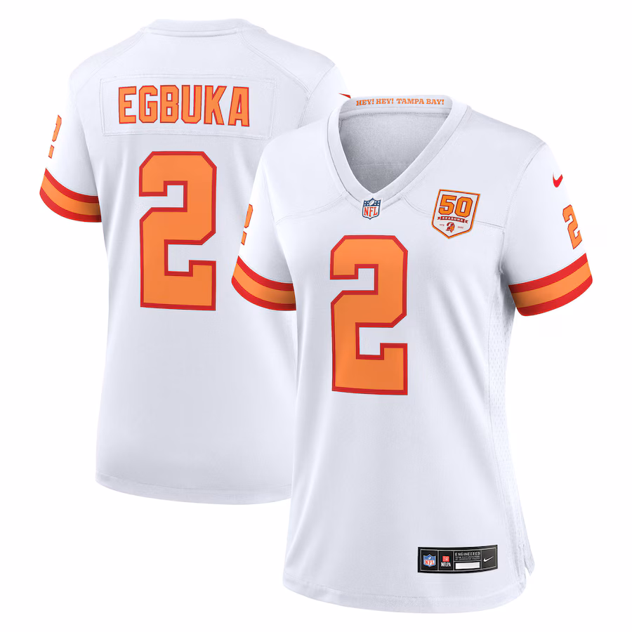 Women's '76 Tampa Bay Buccaneers Emeka Egbuka Nike White Alternate 50th Season Game Jersey - Ujersey