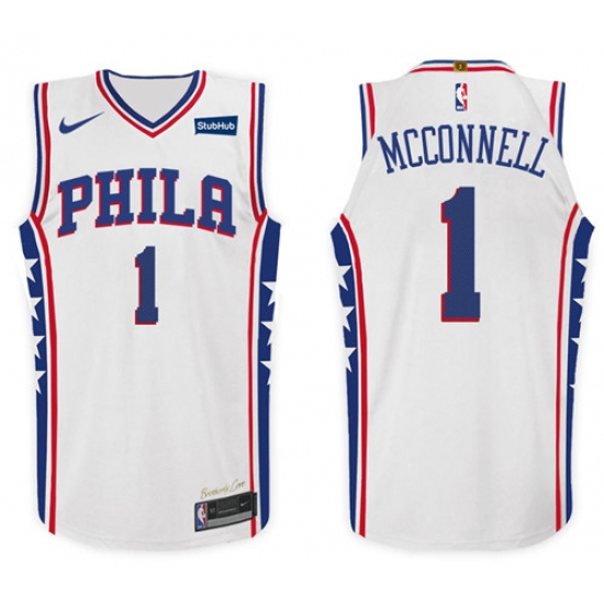 Nike NBA Philadelphia 76ers #1 T J  McConnell Jersey 2017-18 New Season White Jersey - Ujersey