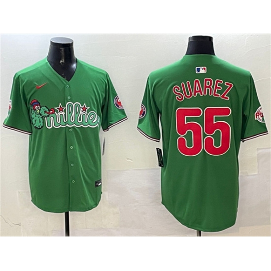 Men's Philadelphia Phillies #55 Ranger Suárez Green Phanatic Limited Stitched Jersey - Ujersey