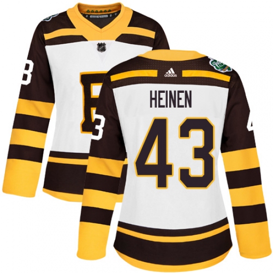 Women's Adidas Boston Bruins #43 Danton Heinen Authentic White 2019 Winter Classic NHL Jersey - Ujersey