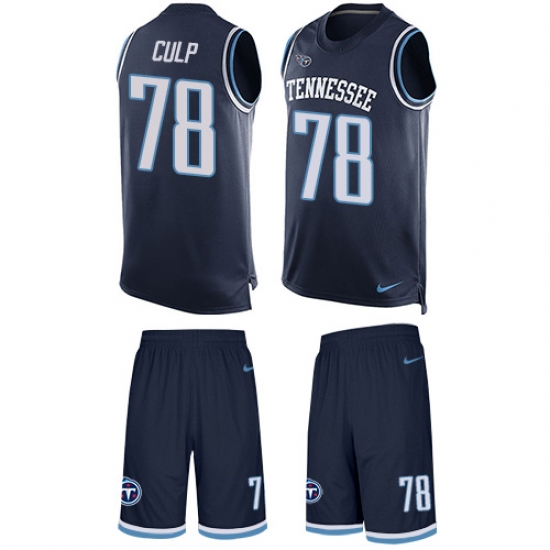 Men's Nike Tennessee Titans #78 Curley Culp Limited Navy Blue Tank Top Suit NFL Jersey