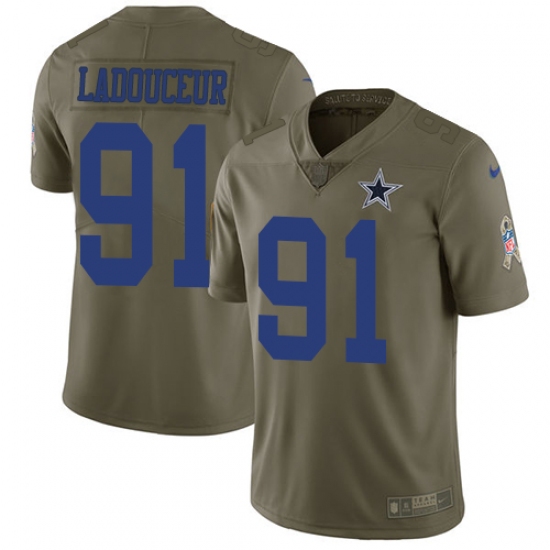 Youth Nike Dallas Cowboys #91 L. P. Ladouceur Limited Olive 2017 Salute to Service NFL Jersey - Ujersey