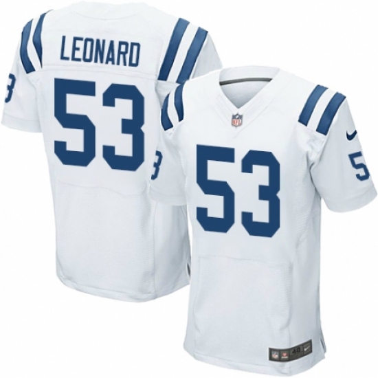 Men's Nike Indianapolis Colts #53 Darius Leonard Elite White NFL Jersey - Ujersey