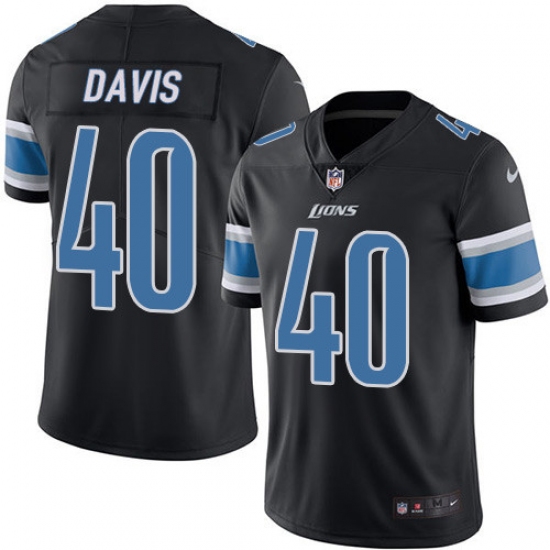 Men's Nike Detroit Lions #40 Jarrad Davis Limited Black Rush Vapor Untouchable NFL Jersey - Ujersey