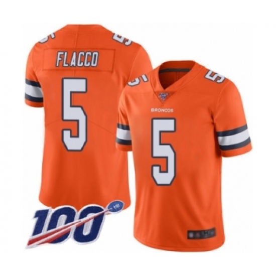 Men's Denver Broncos #5 Joe Flacco Limited Orange Rush Vapor Untouchable 100th Season Football Jersey - Ujersey