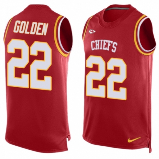 Men's Nike Kansas City Chiefs #22 Robert Golden Limited Red Player Name & Number Tank Top NFL Jersey - Ujersey