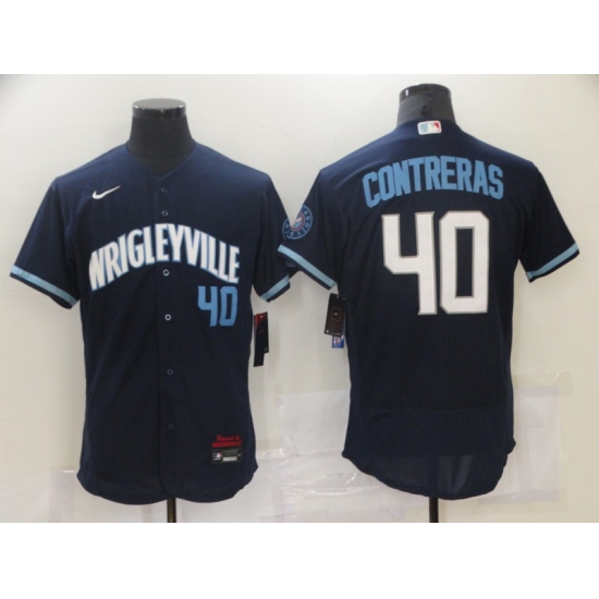 Men's Nike Chicago Cubs #40 Willson Contreras Navy City Home Stitched Baseball Jersey - Ujersey