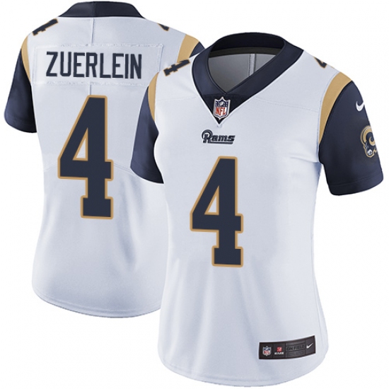Women's Nike Los Angeles Rams #4 Greg Zuerlein White Vapor Untouchable Limited Player NFL Jersey - Ujersey