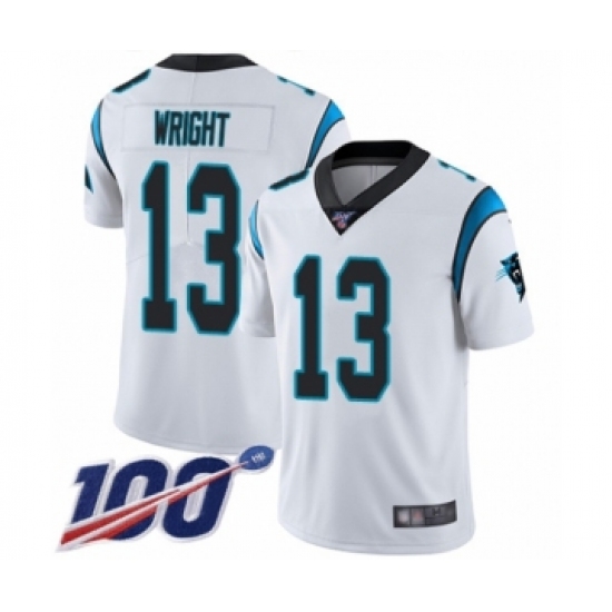 Men's Carolina Panthers #13 Jarius Wright White Vapor Untouchable Limited Player 100th Season Football Jersey - Ujersey