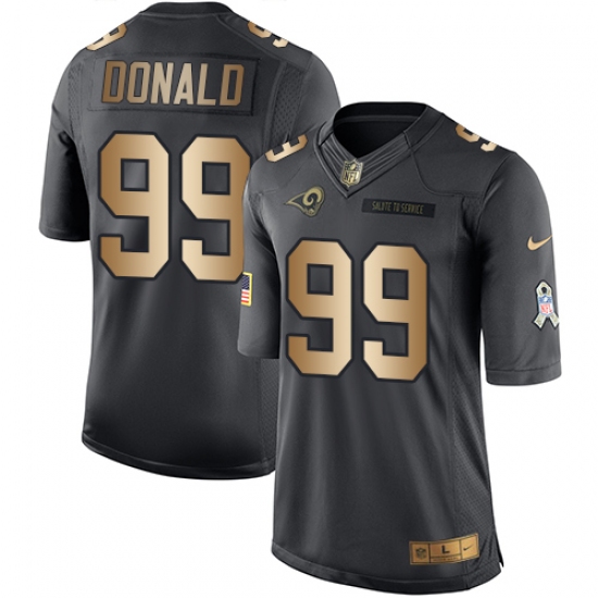 Youth Nike Los Angeles Rams #99 Aaron Donald Limited Black/Gold Salute to Service NFL Jersey - Ujersey