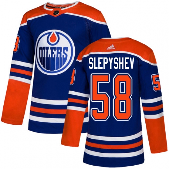 Men's Adidas Edmonton Oilers #58 Anton Slepyshev Premier Royal Blue Alternate NHL Jersey - Ujersey