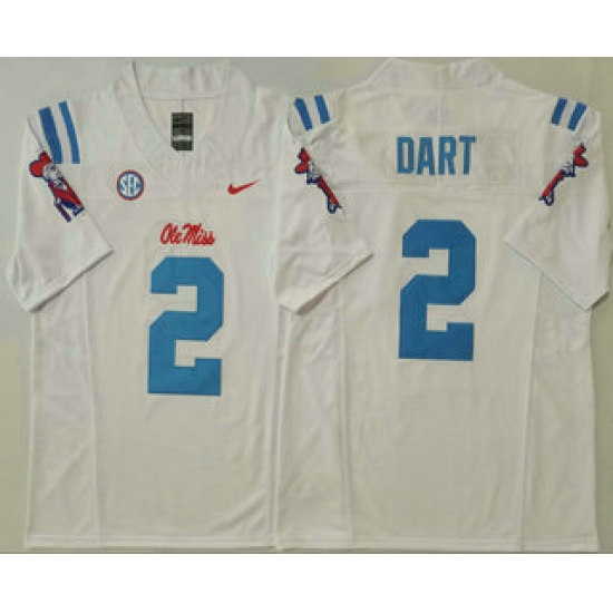 Men's Ole Miss Rebels #2 Jaxson Dart White 2025 FUSE College Football Jersey - Ujersey