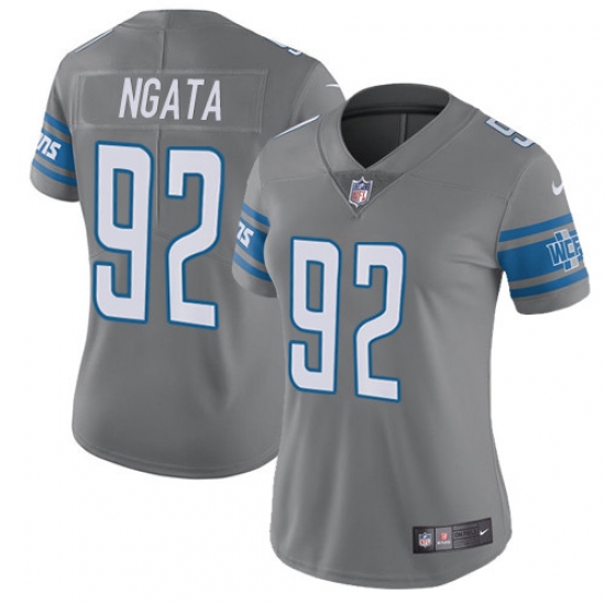 Women's Nike Detroit Lions #92 Haloti Ngata Limited Steel Rush Vapor Untouchable NFL Jersey - Ujersey