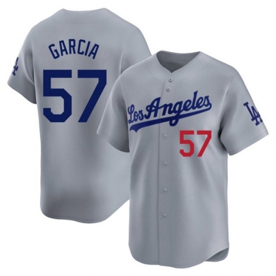 Men's Los Angeles Dodgers #57 Luis Garcia Grey Cool Base Stitched Baseball Jersey1 - Ujersey