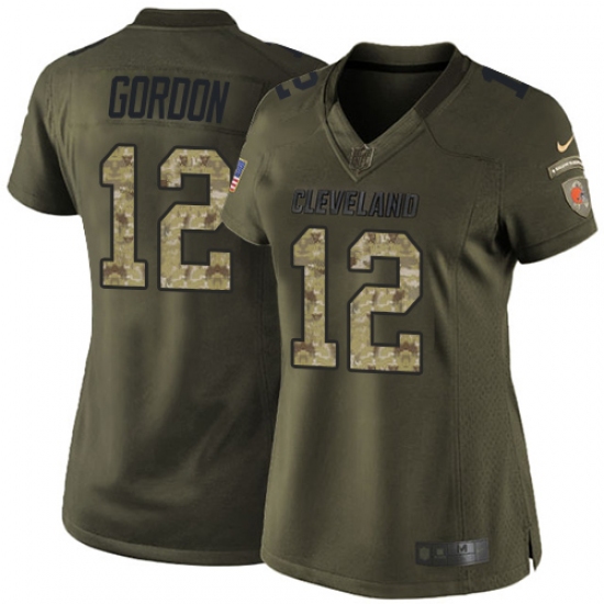 Women's Nike Cleveland Browns #12 Josh Gordon Elite Green Salute to Service NFL Jersey - Ujersey
