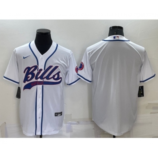 Men's Buffalo Bills Blank White Stitched MLB Cool Base Nike Baseball Jersey - Ujersey