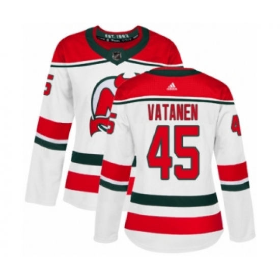 Women's Adidas New Jersey Devils #45 Sami Vatanen Authentic White Alternate NHL Jersey