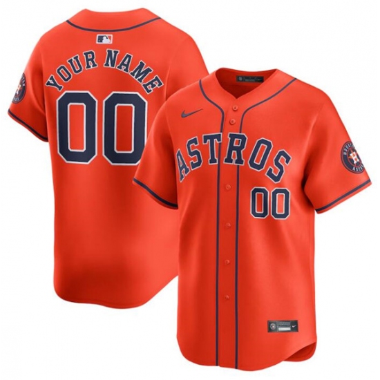 Men's Houston Astros Customized Orange 2024 Alternate Limited Stitched Baseball Jersey - Ujersey
