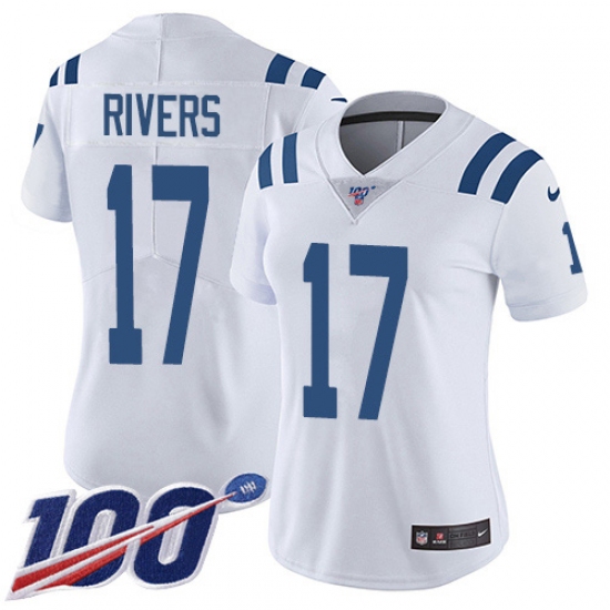Women's Nike Indianapolis Colts #17 Philip Rivers White Stitched NFL 100th Season Vapor Untouchable Limited Jersey - Ujersey