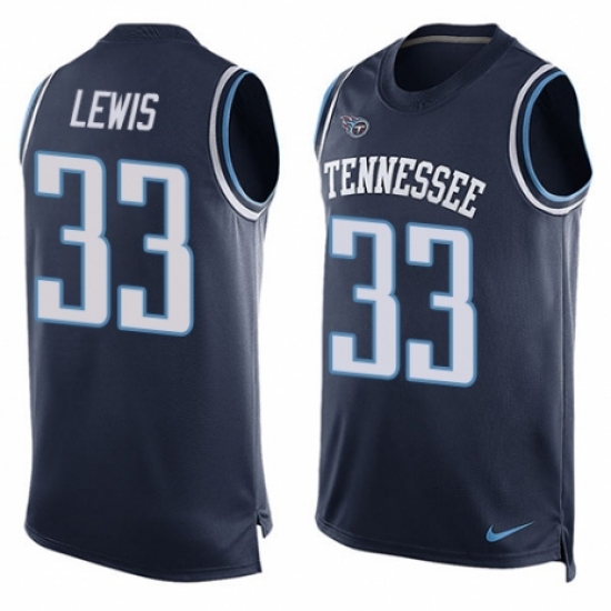 Men's Nike Tennessee Titans #33 Dion Lewis Limited Navy Blue Player Name & Number Tank Top NFL Jersey - Ujersey