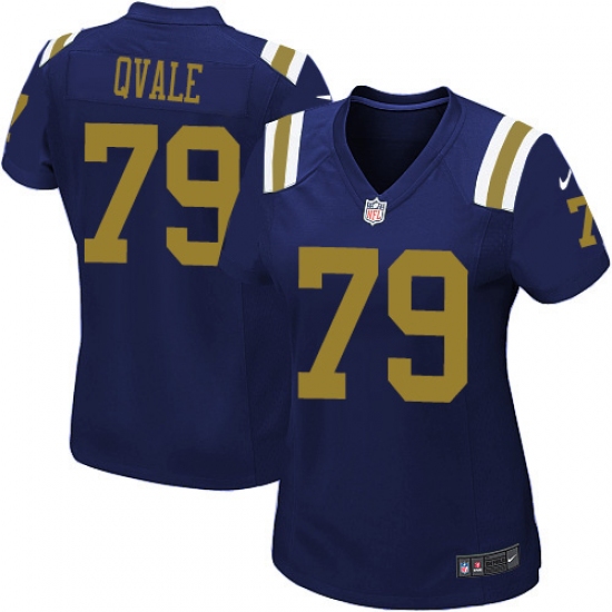 Women's Nike New York Jets #79 Brent Qvale Elite Navy Blue Alternate NFL Jersey - Ujersey