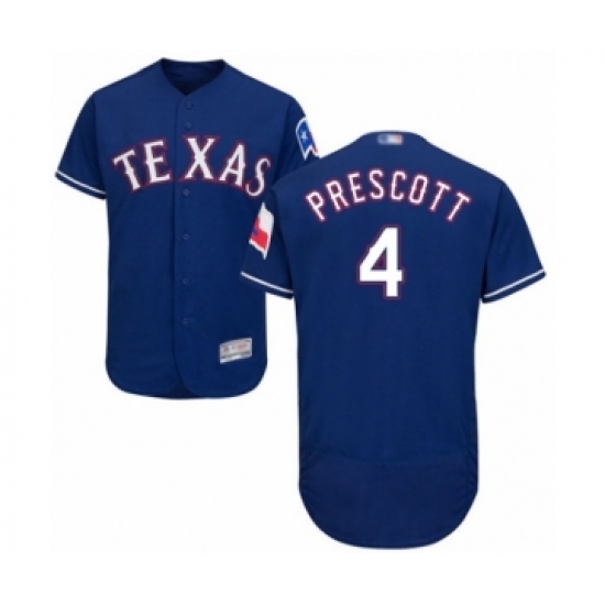 Men's Texas Rangers #4 Dak Prescott Royal Blue Alternate Flex Base Authentic Collection Baseball Jersey - Ujersey