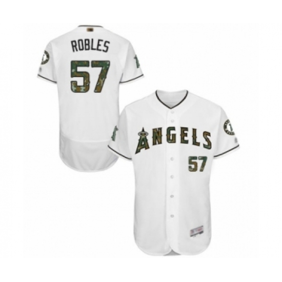 Men's Los Angeles Angels of Anaheim #57 Hansel Robles Authentic White 2016 Memorial Day Fashion Flex Base Baseball Player Jersey - Ujersey