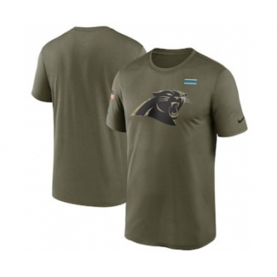 Men's Carolina Panthers Football Olive 2021 Salute To Service Legend Performance T-Shirt - Ujersey