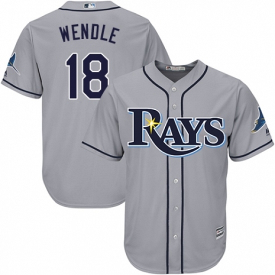 Youth Majestic Tampa Bay Rays #18 Joey Wendle Authentic Grey Road Cool Base MLB Jersey - Ujersey