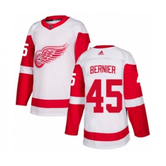 Youth Adidas Detroit Red Wings #45 Jonathan Bernier Authentic White Away NHL Jersey