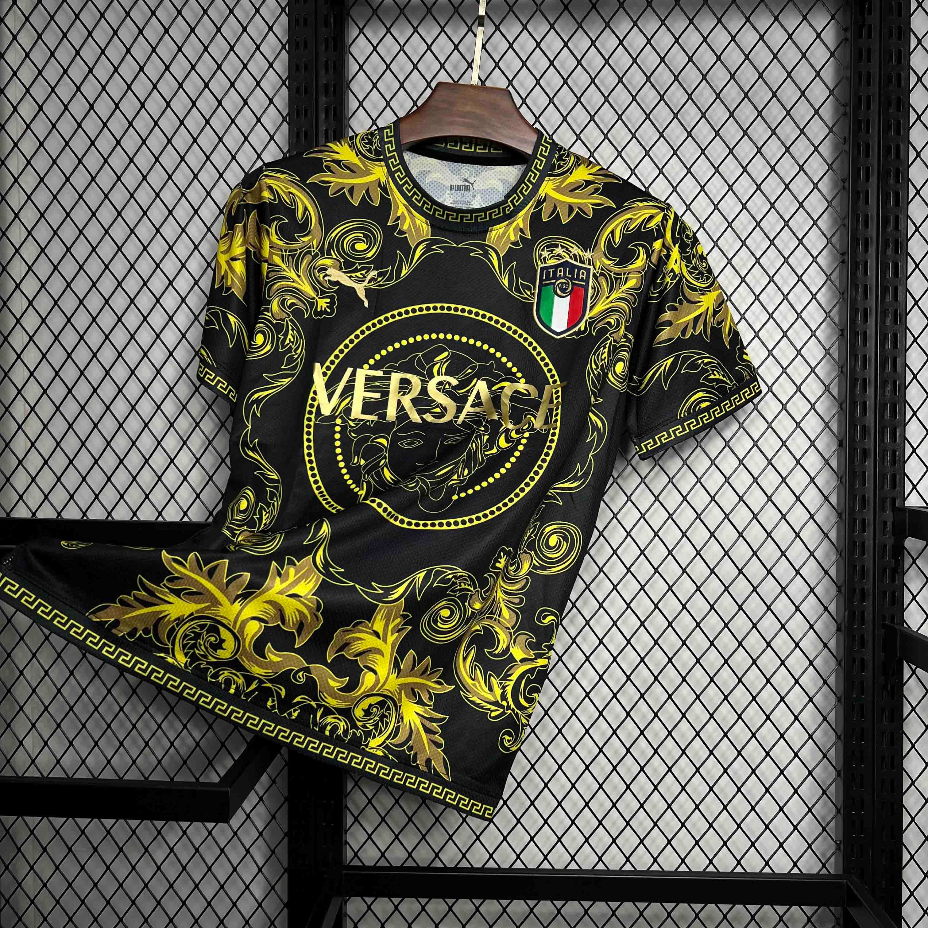 Italy Soccer Jersey x Versace Gold Special Edition Custom Shirt 2022 - ujerseystore