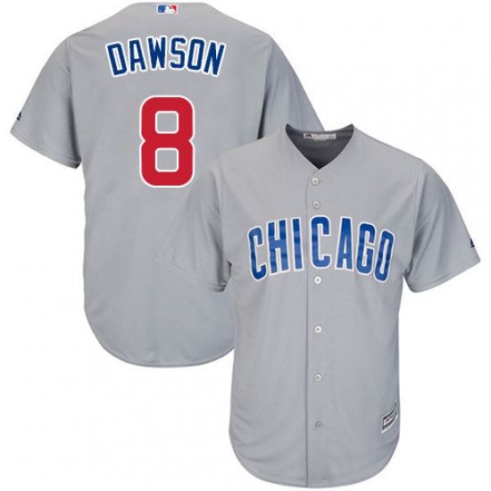 Youth Majestic Chicago Cubs #8 Andre Dawson Authentic Grey Road Cool Base MLB Jersey - Ujersey