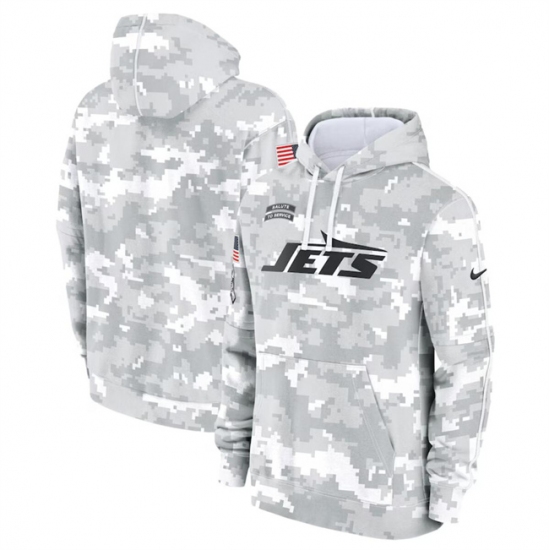 Men's New York Jets 2024 Arctic Camo Salute To Service Club Fleece Pullover Hoodie - Ujersey