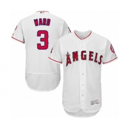 Men's Los Angeles Angels of Anaheim #3 Taylor Ward White Home Flex Base Authentic Collection Baseball Player Jersey - Ujersey