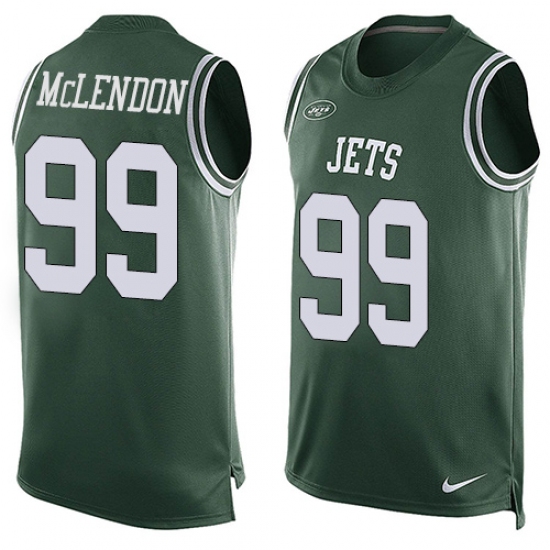 Men's Nike New York Jets #99 Steve McLendon Limited Green Player Name & Number Tank Top NFL Jersey - Ujersey