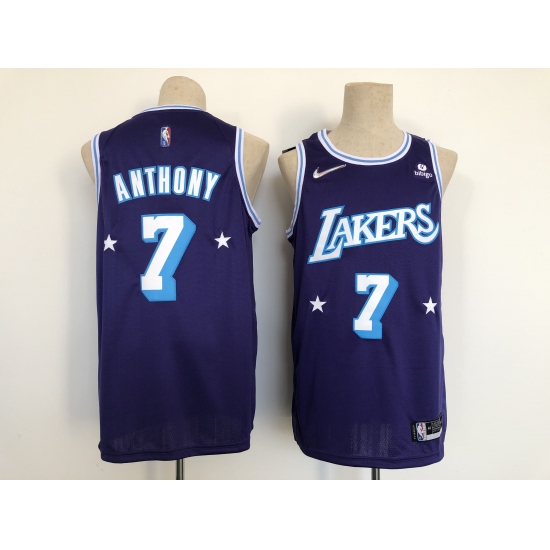 Men's Los Angeles Lakers 2021-22 City Ediition #7 Carmelo Anthony Purple Stitched Basketball Jersey - Ujersey