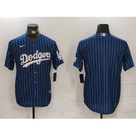 Men's Los Angeles Dodgers Blank Navy Pinstripe Stitched Cool Base Nike Jersey - Ujersey