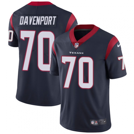 Men's Nike Houston Texans #70 Julien Davenport Limited Navy Blue Team Color Vapor Untouchable NFL Jersey - Ujersey