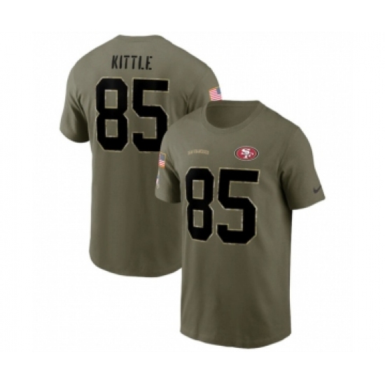 Men's San Francisco 49ers #85 George Kittle 2022 Olive Salute to Service T-Shirt - Ujersey NHL