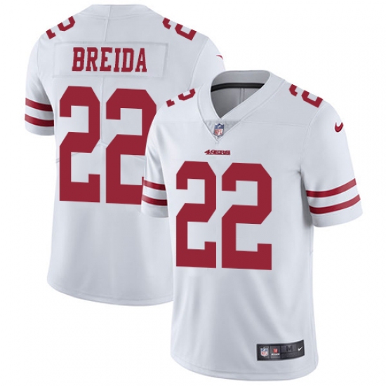 Men's Nike San Francisco 49ers #22 Matt Breida White Vapor Untouchable Limited Player NFL Jersey - Ujersey